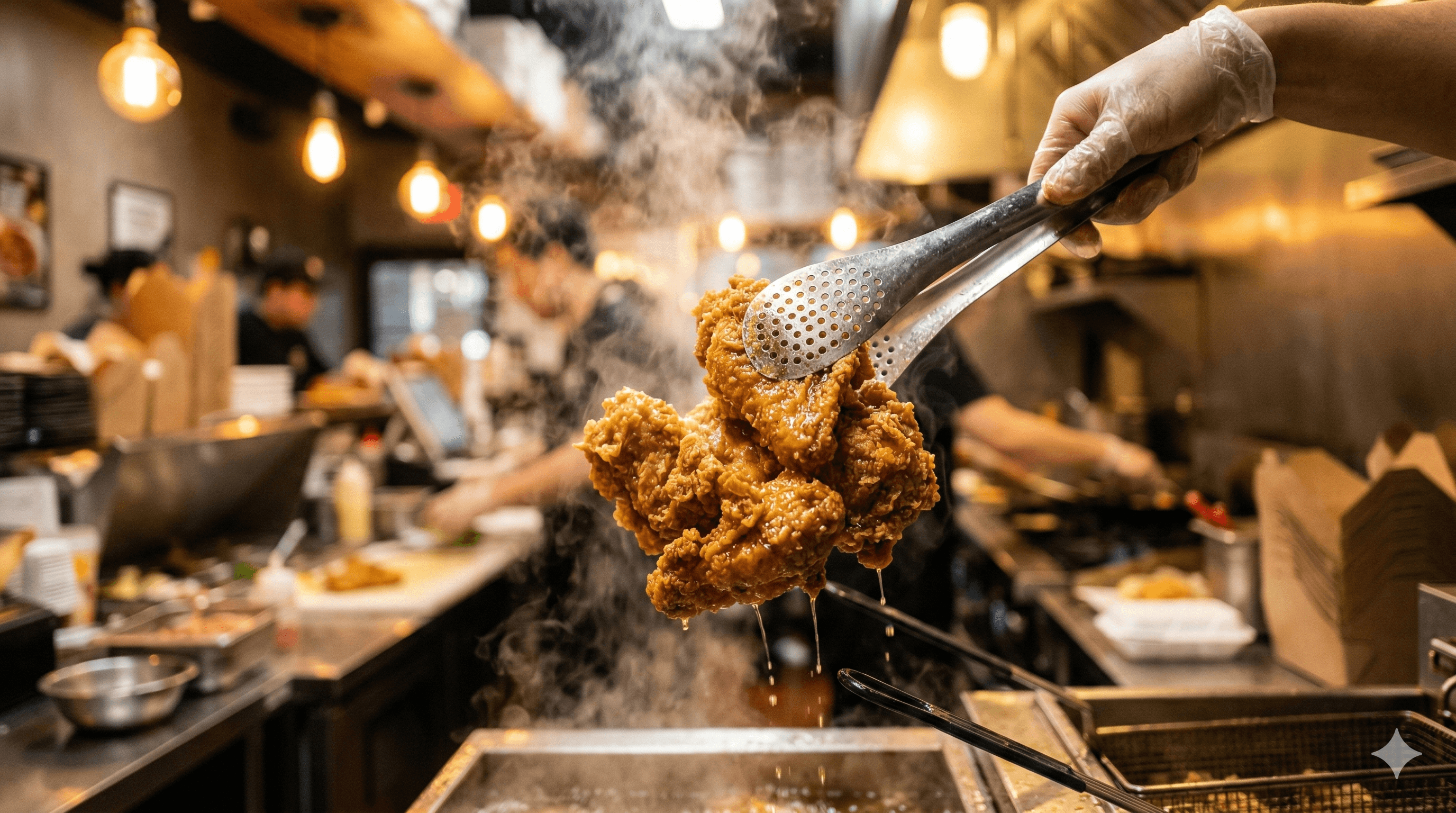 Fried Chicken in der Zubereitung